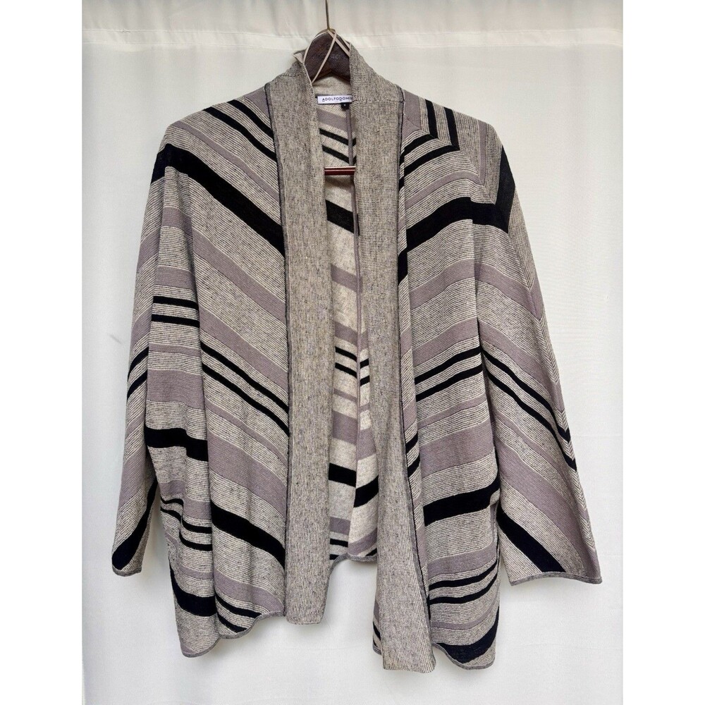 Adolfo Dominguez light cardigan Women’s Small Striped Draped Linen Boho Designer